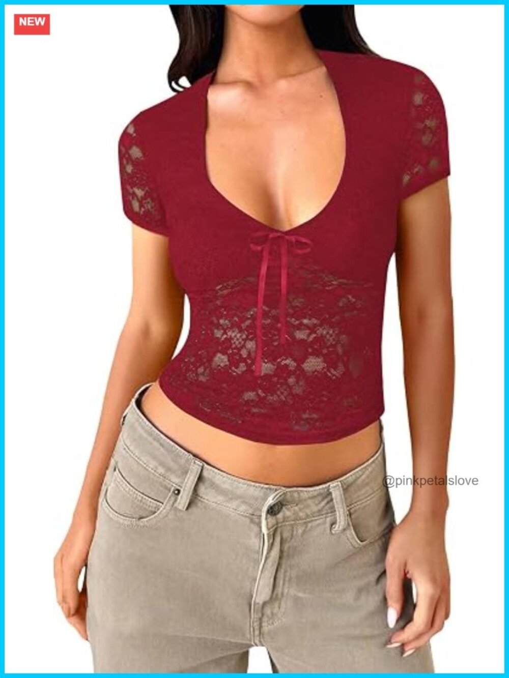 Low Cut Y2K Slim Fit Lace Top Bow Sexy Going Out Club Concert Clothes